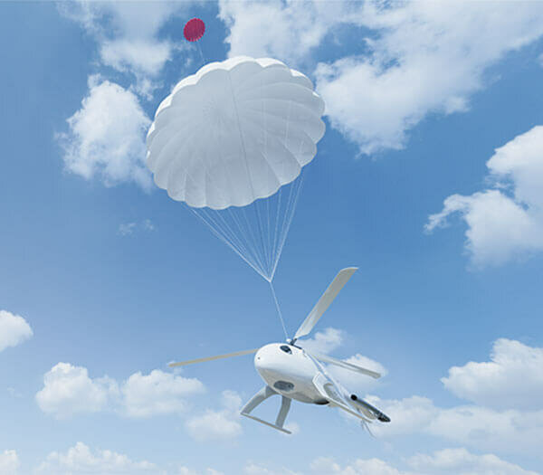 Bewährte Fallschirmtechnologie mit hoher Belastbarkeit bei sehr geringem Gewicht.